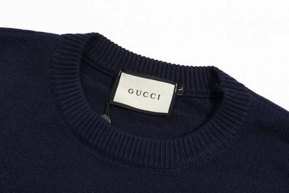 Front Letter Crewneck Knit Sweater