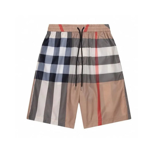 Split Contrast Panel Vintage Check Shorts