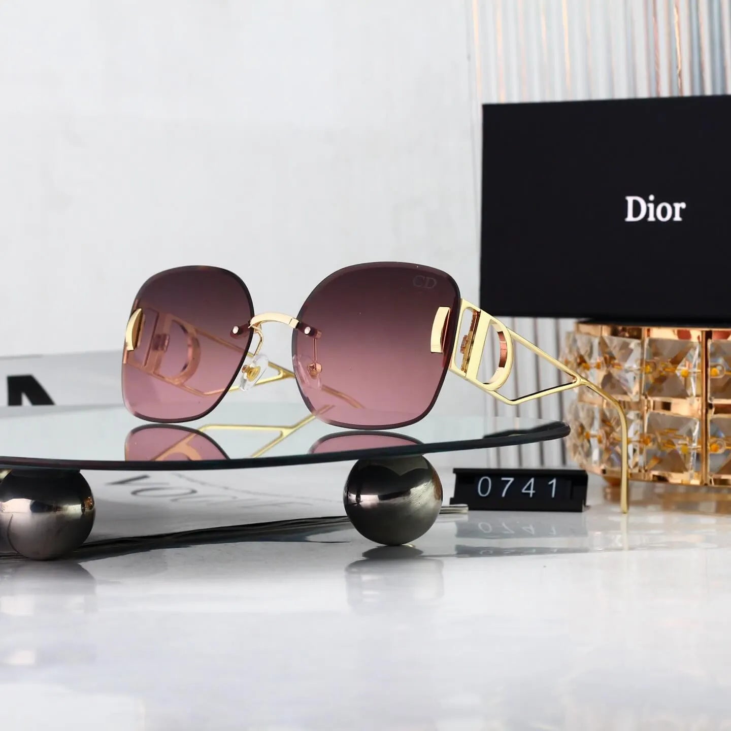 Rimless Gradient Oversized Square Sunglasses