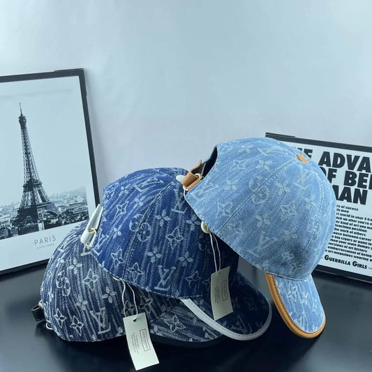 Color-Block Brim Denim Dome Cap