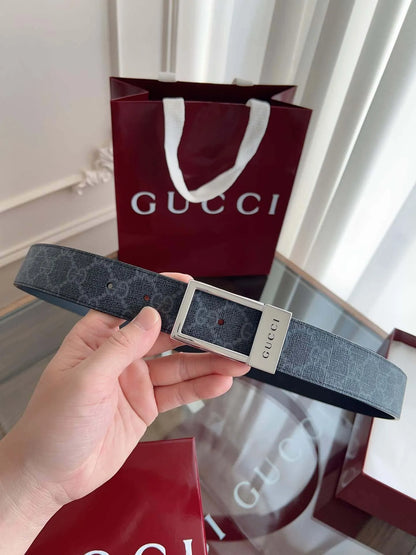 Square Buckle Leather Belt