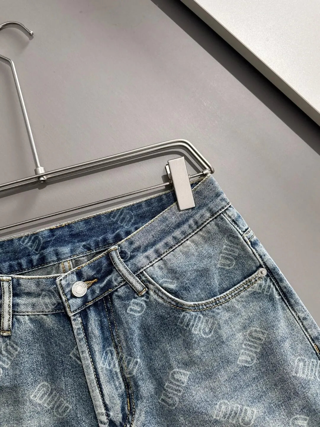 All‑Over Printed Vintage Denim Shorts
