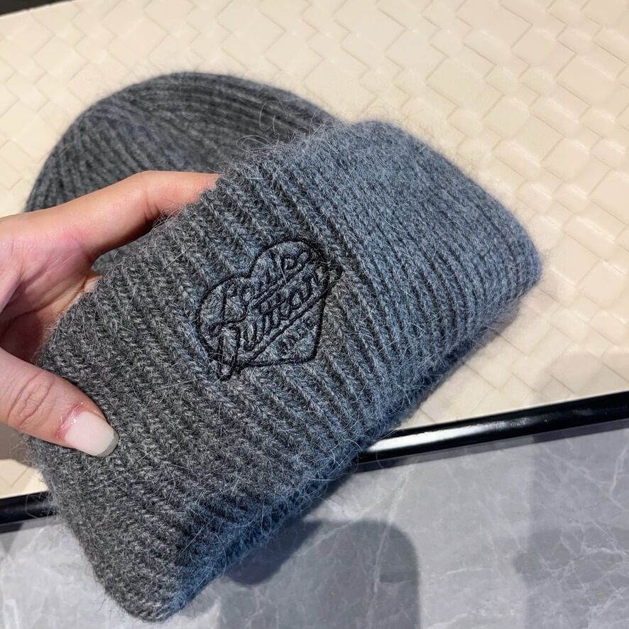 Heart Embroidered Knit Beanie