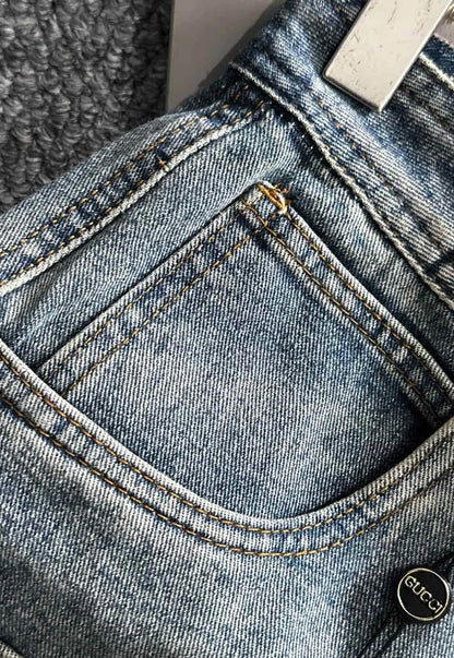 Cargo Pocket Washed Denim Shorts