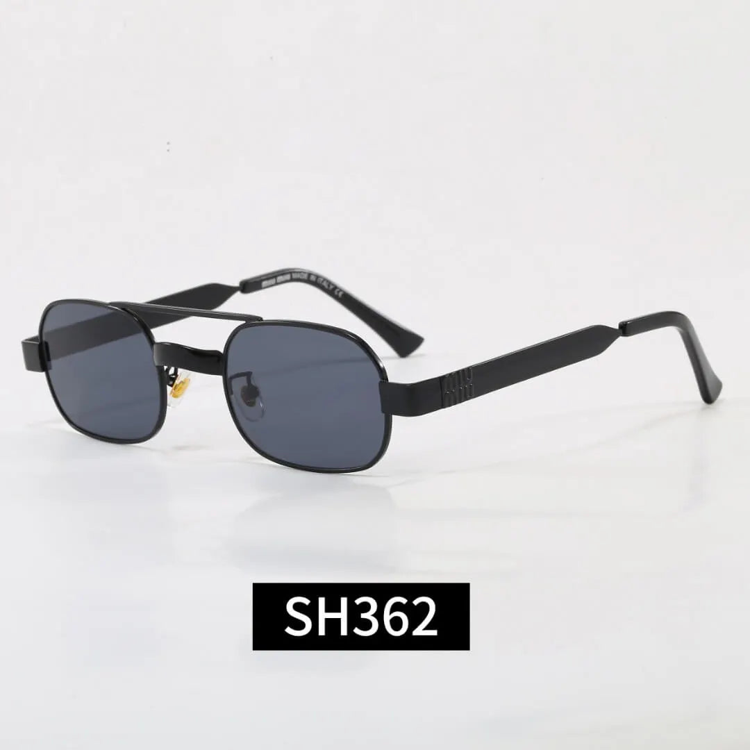 Double Bridge Metal Rectangle Sunglasses