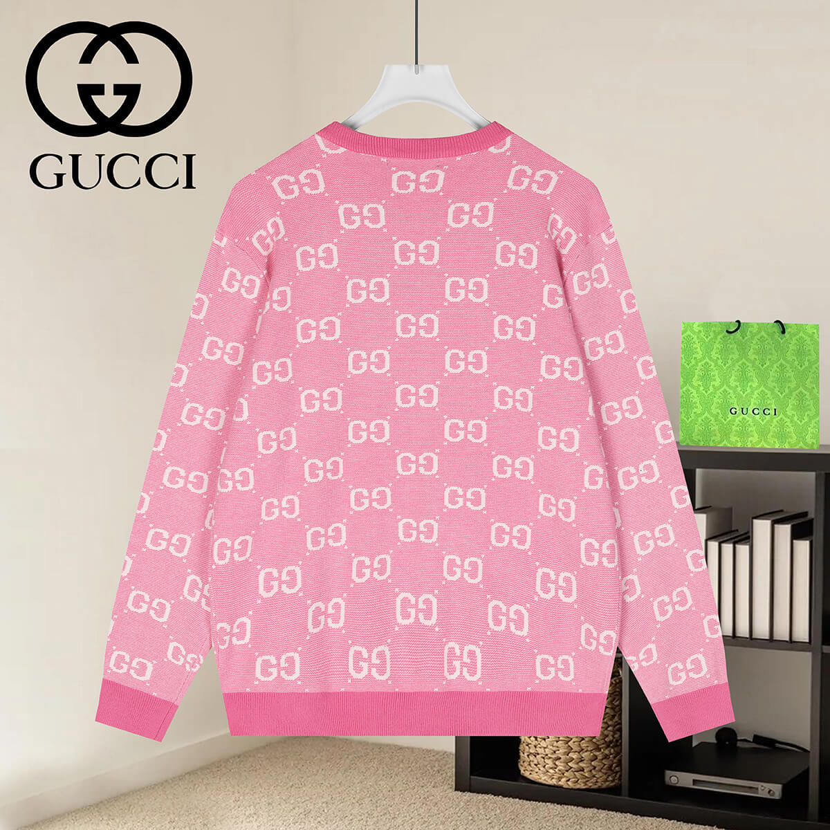 Jacquard Crew Neck Knit Sweater