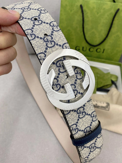 Retro Double G All-Over Print Leather Belt