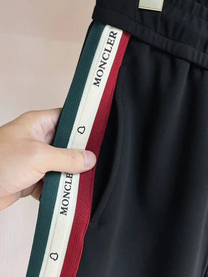 Color‑Block Side Tape Badge Straight Pants