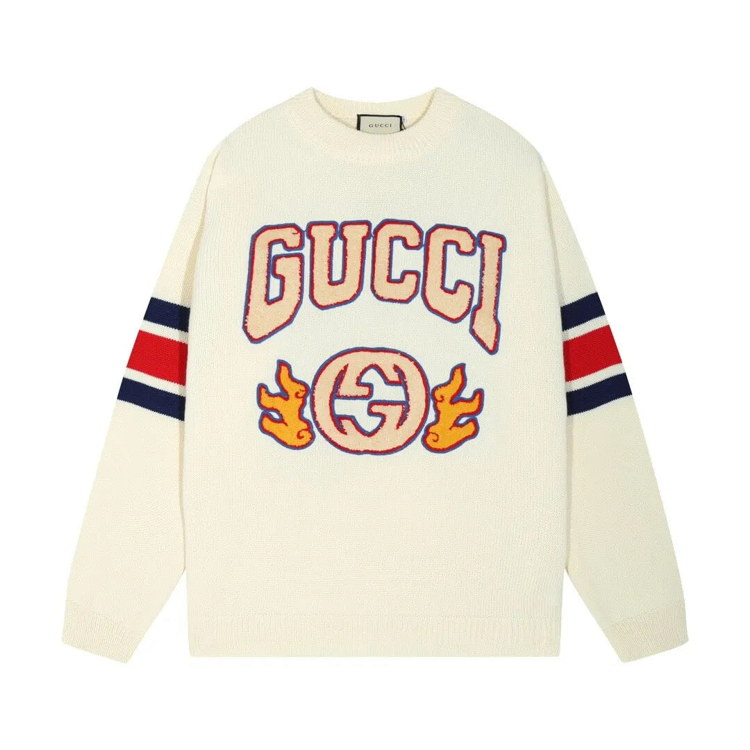 Stripe Sleeve Crew Sweater