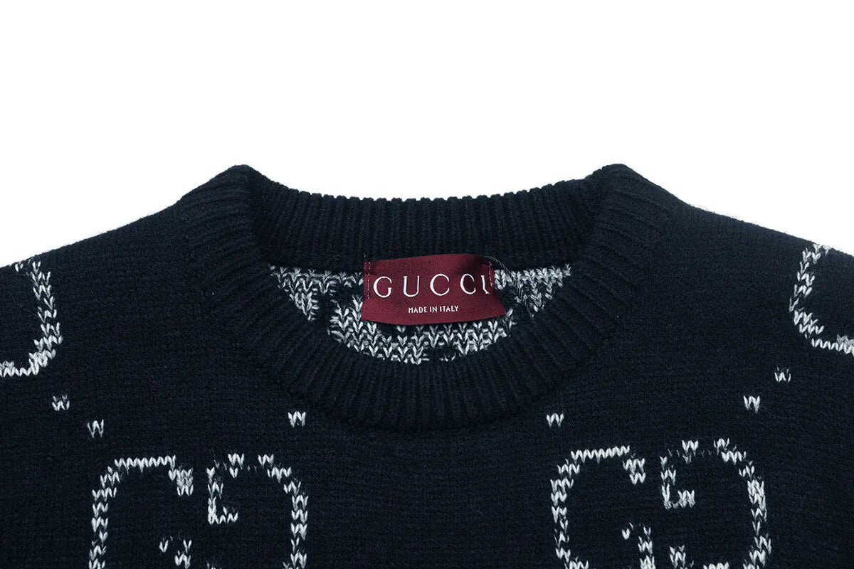 Vintage Jacquard Crew Neck Knit Sweater