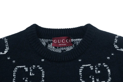 Vintage Jacquard Crew Neck Knit Sweater