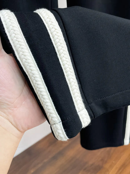 Side Stripe Letter Embroidered Straight Pants
