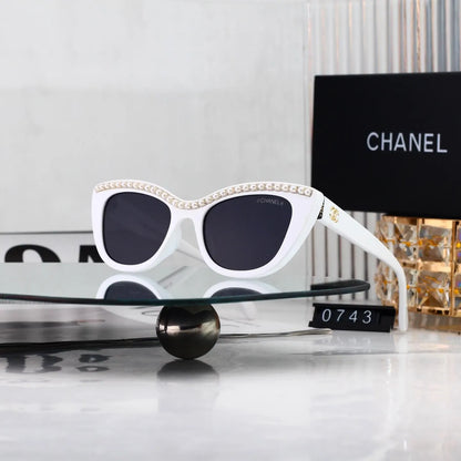 Cat-eye Pearl Trim Sunglasses