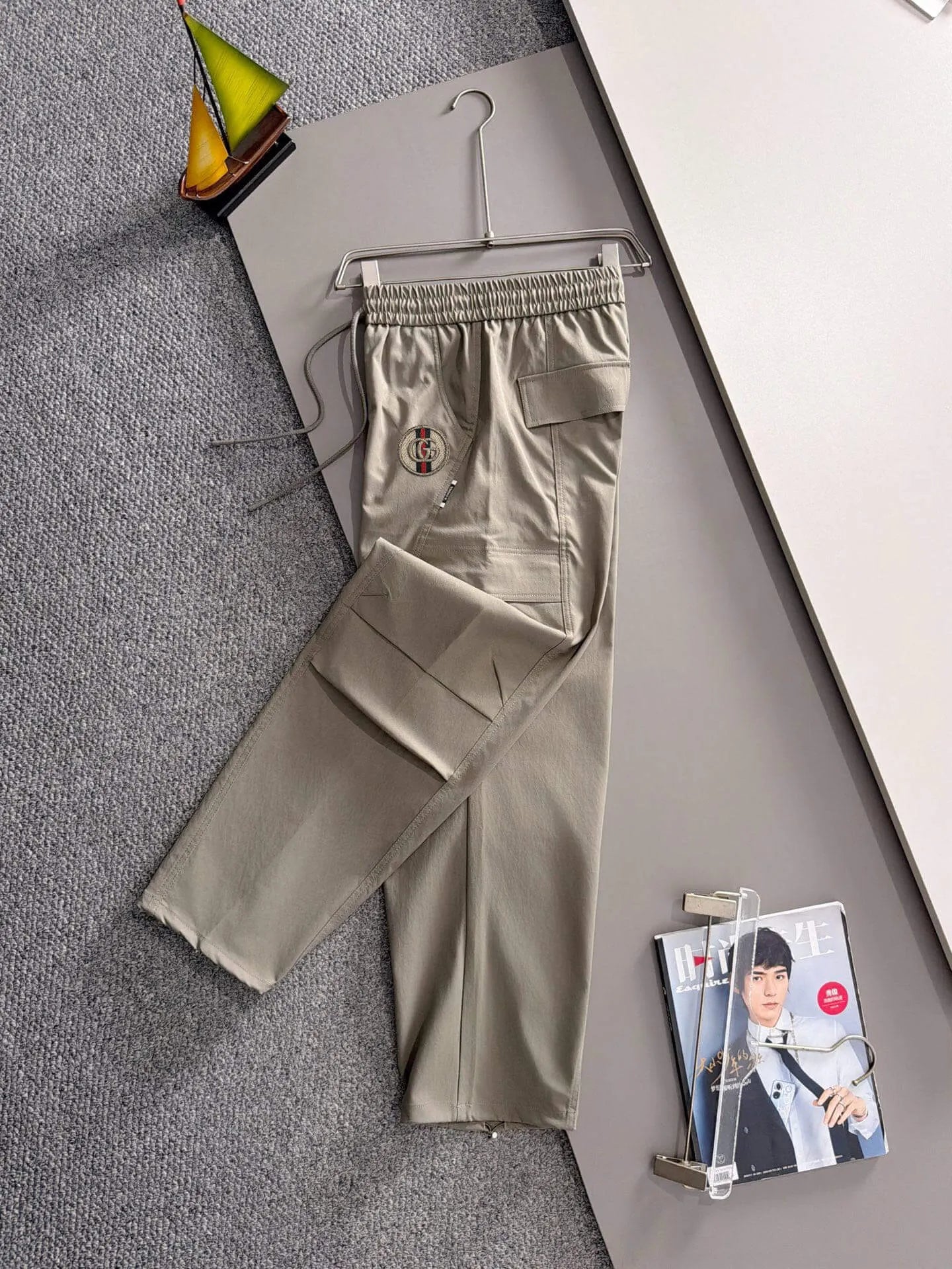 Badge Embroidery Multi-Pocket Cargo Pants