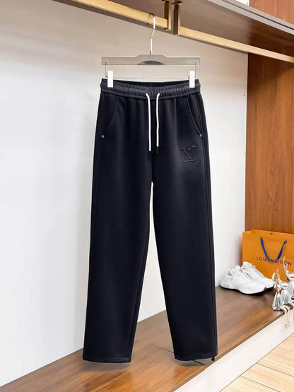 Simple Embossed   Straight‑fit Pants