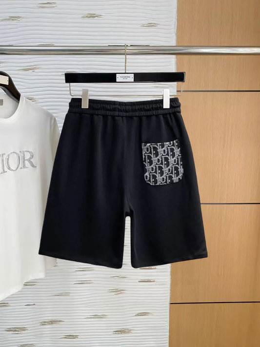 Curved Jacquard Spliced Shorts