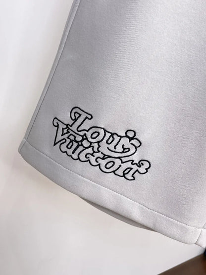 Graffiti Letter Embroidered Casual Shorts