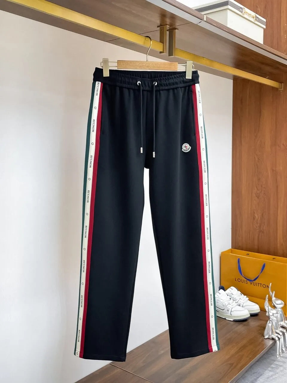 Color‑Block Side Tape Badge Straight Pants