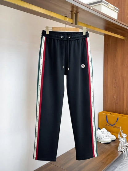 Color‑Block Side Tape Badge Straight Pants