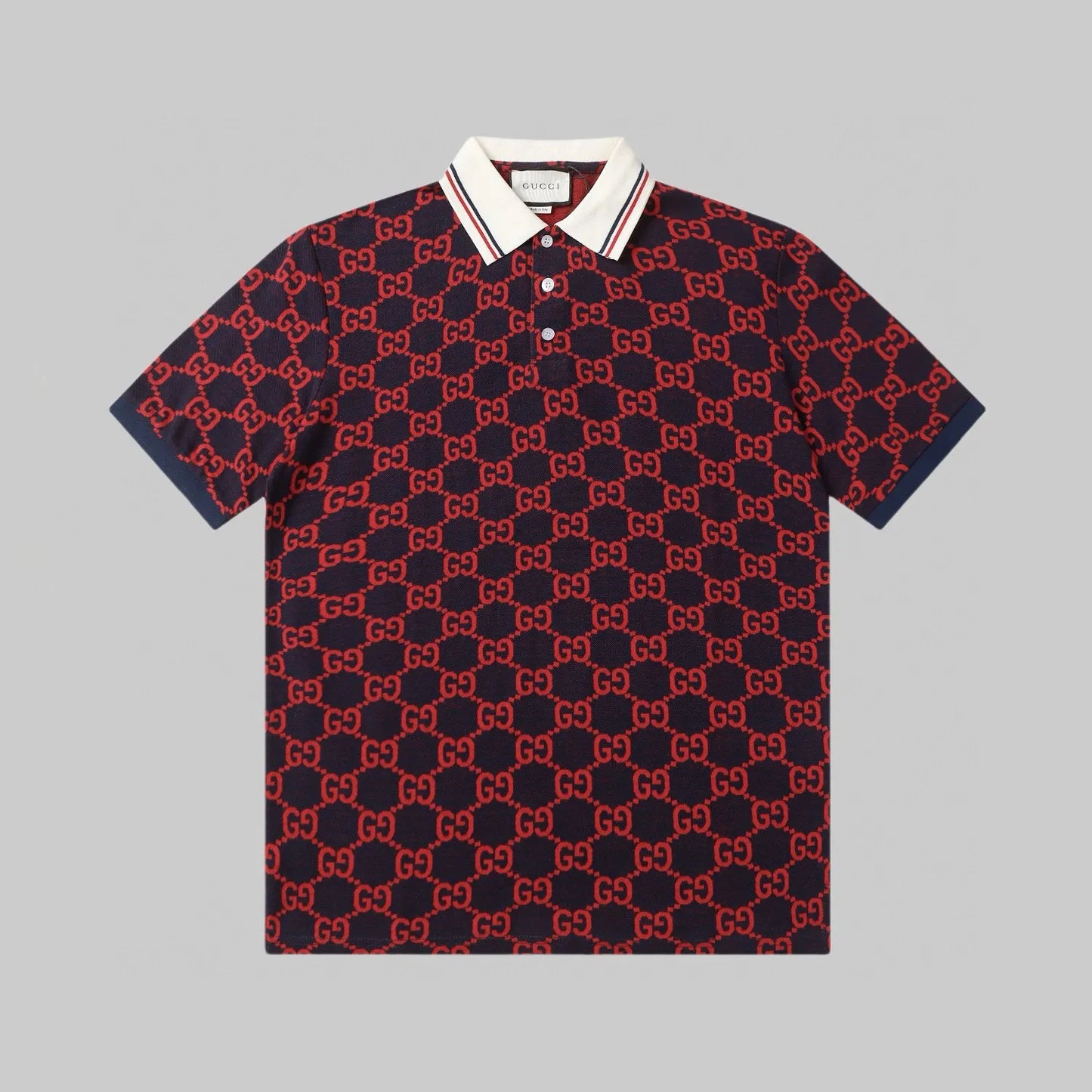 All‑Over Print Color‑Blocked Polo Shirt
