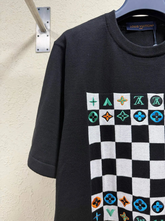 Checkerboard Knit T-shirt