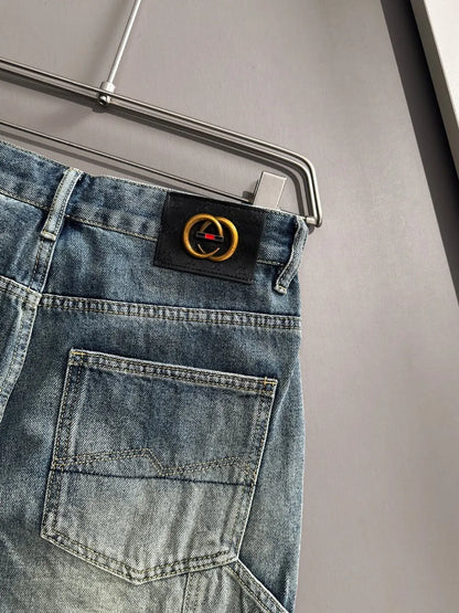 Multi‑Cargo Pocket Workwear Denim Shorts