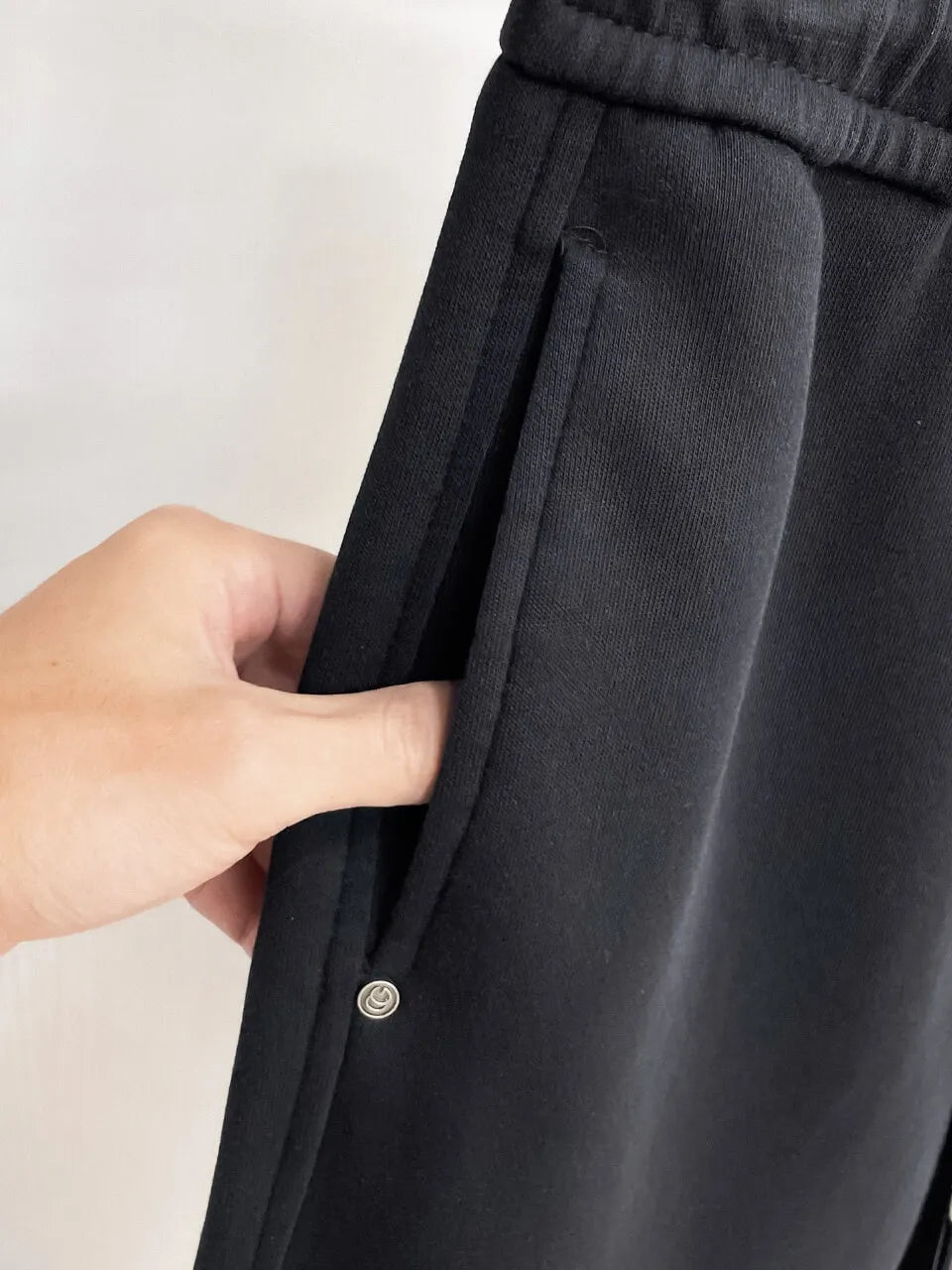 Side Embossed Drawstring‑Hem Pants