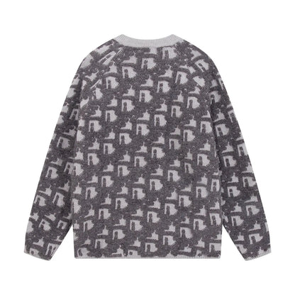 Detachable‑Zip Pattern Knit Sweater