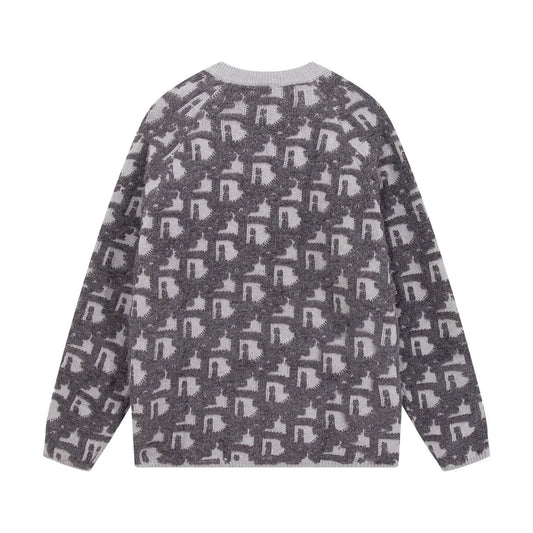 Detachable‑Zip Pattern Knit Sweater