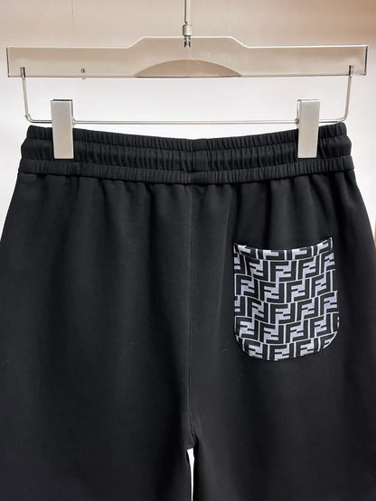 Spliced Monogram Patch Casual Shorts