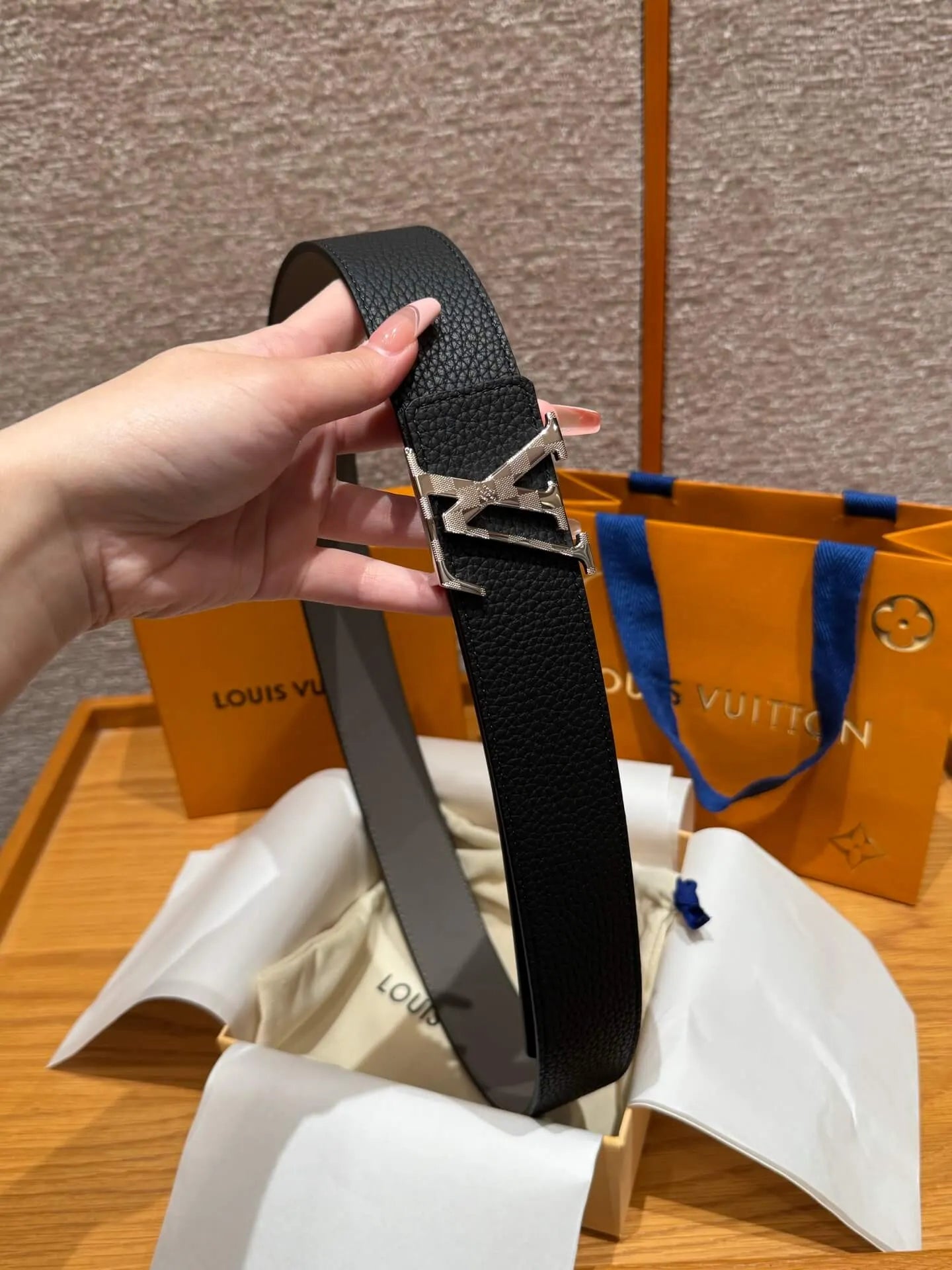 Lychee Grain Calfskin Leather Belt