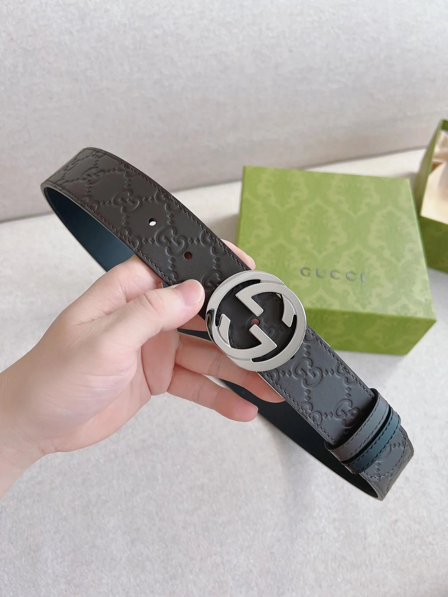 Classic Embossed Calfskin Leather Belt
