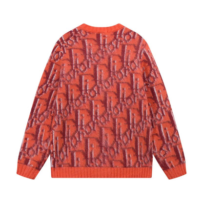 Orange All‑Over Sweater Cardigan