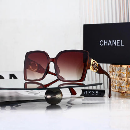 Hollow Double C Metal Square Sunglasses