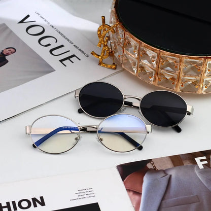 Retro Slim Metal Oval Sunglasses