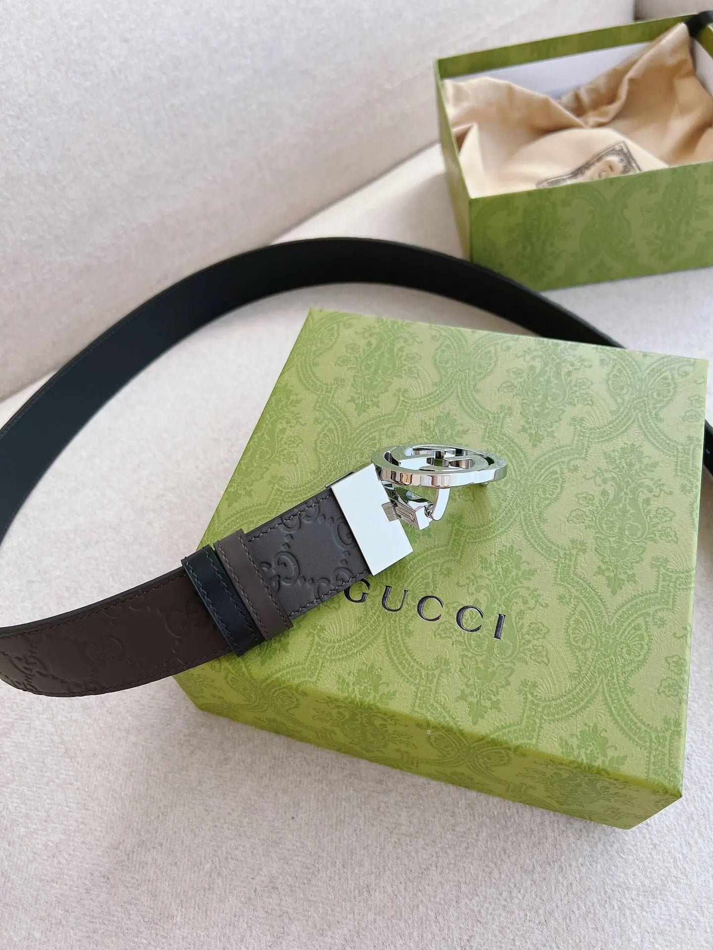 Classic Embossed Calfskin Leather Belt
