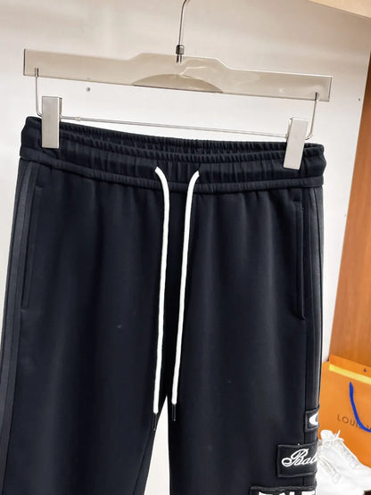 Multi‑Embroidered Patch Straight‑Leg Pants