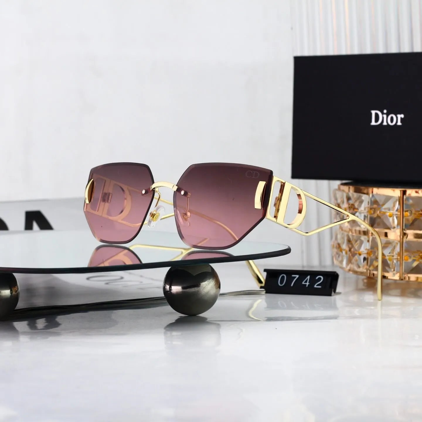 Rimless Cut Polygon Sunglasses
