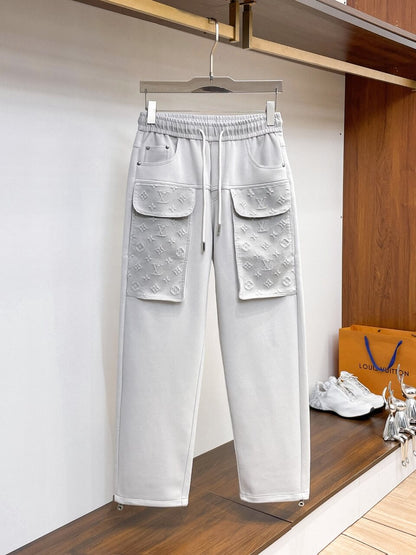 Embossed‑Pattern Cargo Pocket Pants