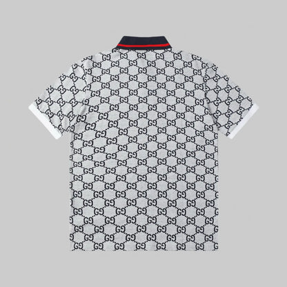 All‑Over Print Color‑Blocked Polo Shirt