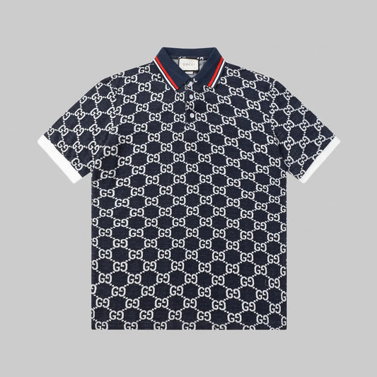 All‑Over Print Color‑Blocked Polo Shirt