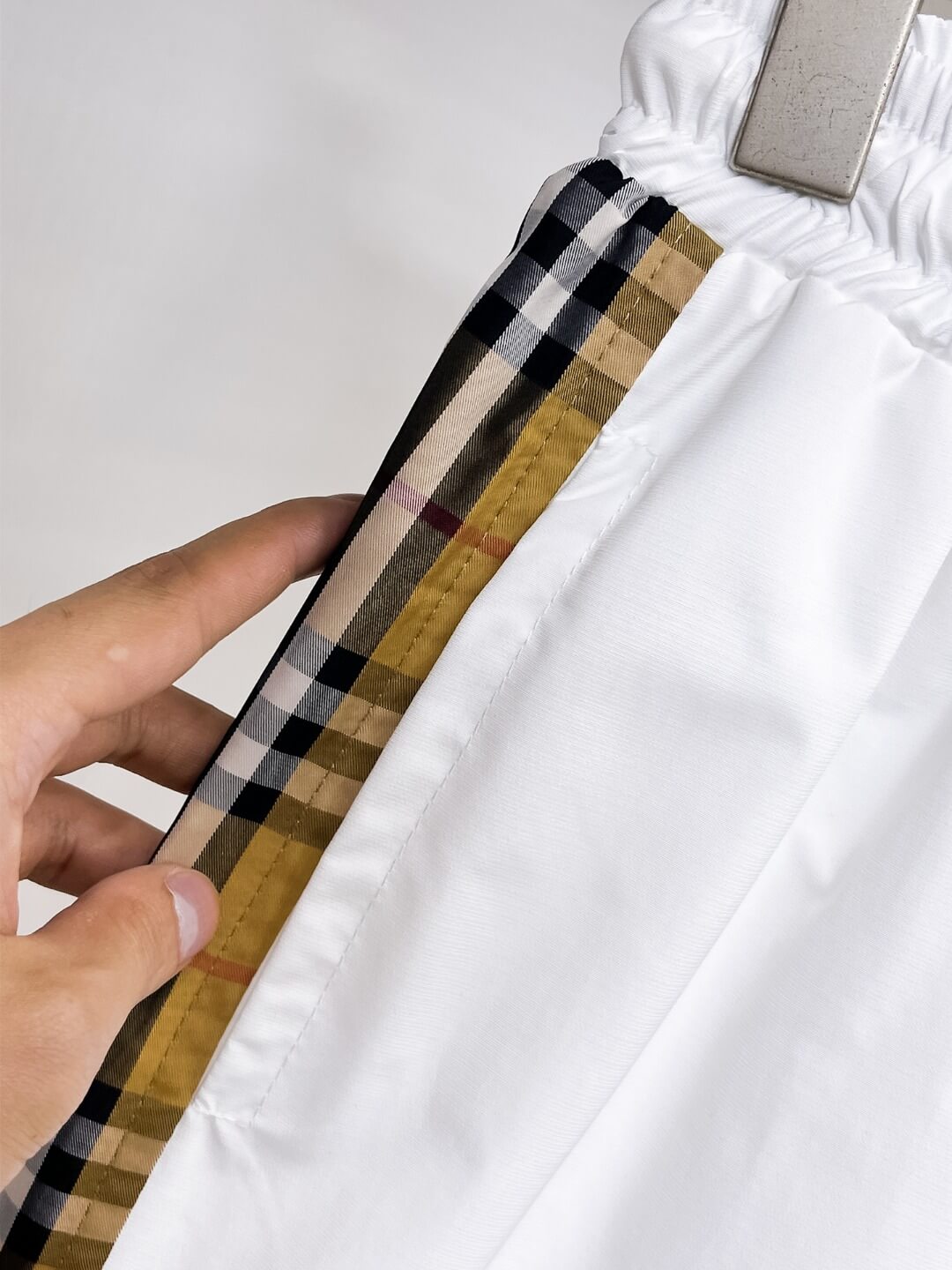 Plaid Side Stripe Embroidered Shorts