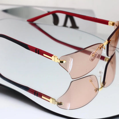 Rimless Cut Rectangle Sunglasses