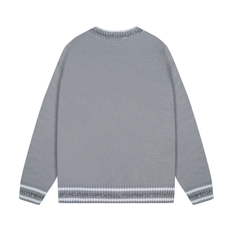 Silver Patch Striped Cuff Knit Sweater