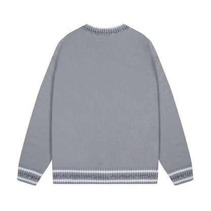 Silver Patch Striped Cuff Knit Sweater