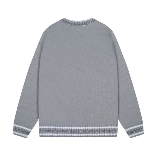 Silver Patch Striped Cuff Knit Sweater