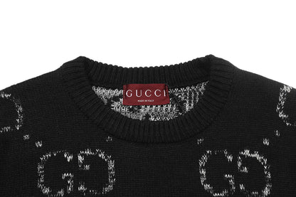 Vintage Jacquard Crew Neck Knit Sweater