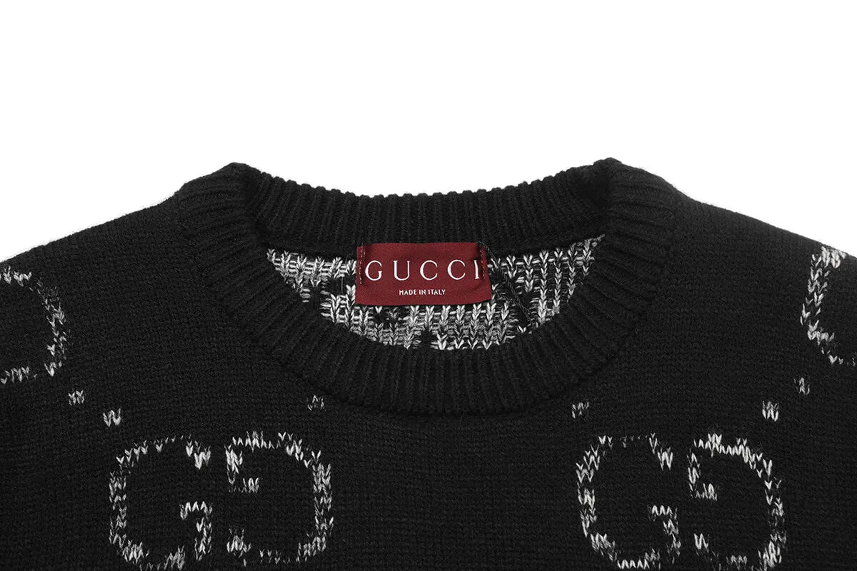 Vintage Jacquard Crew Neck Knit Sweater