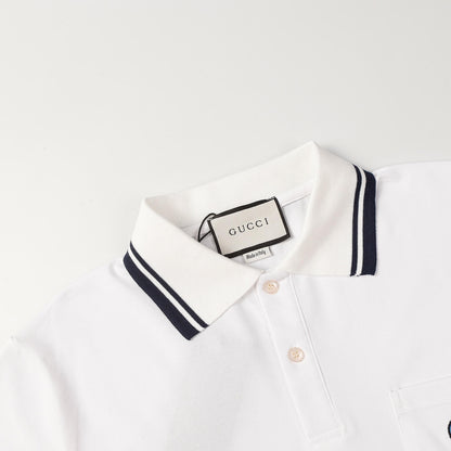 Dual‑Eye Gaze‑Motif Embroidered Polo Shirt