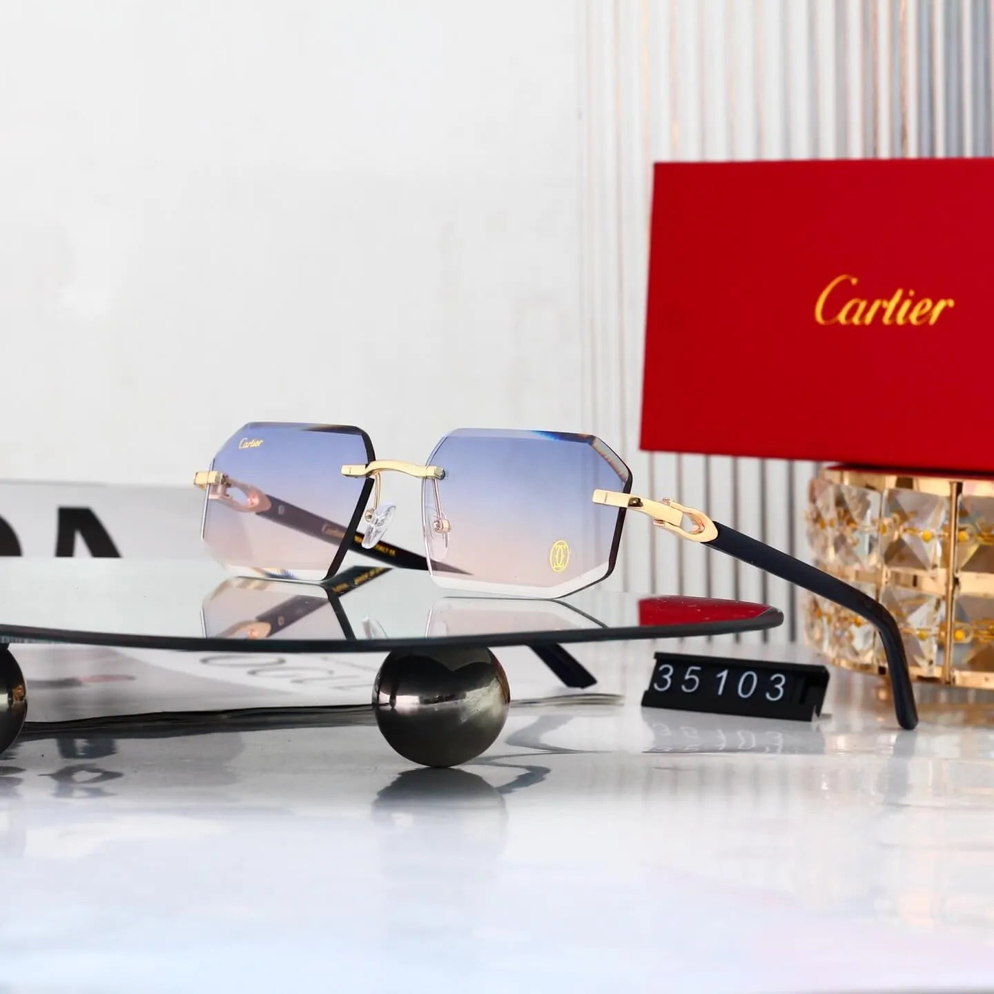 Rimless Octagonal Sunglasses
